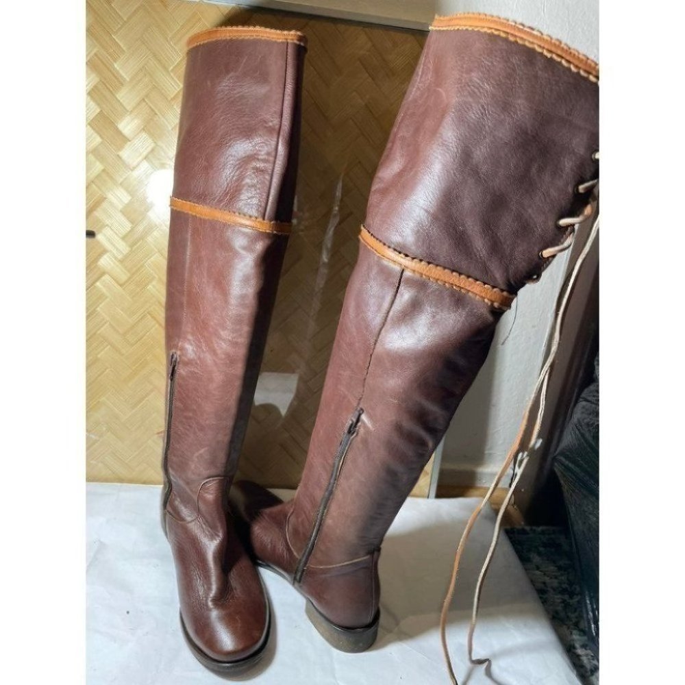 Piratecore/ Knightcore Renaissance Faire Over the knee leather boots 38